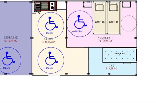 Plan Ecolodge vip accessible pmr au camping les samaras à Saint Jean de Monts